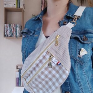 sac banane velours sable