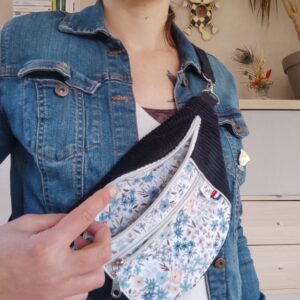 sac banane velours lucie bleue