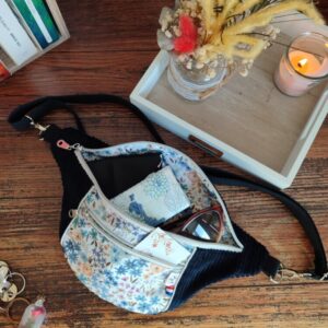 sac banane velours lucie bleue