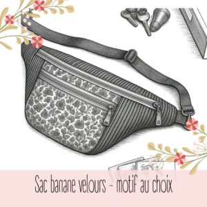 sac banane velours – motif au choix
